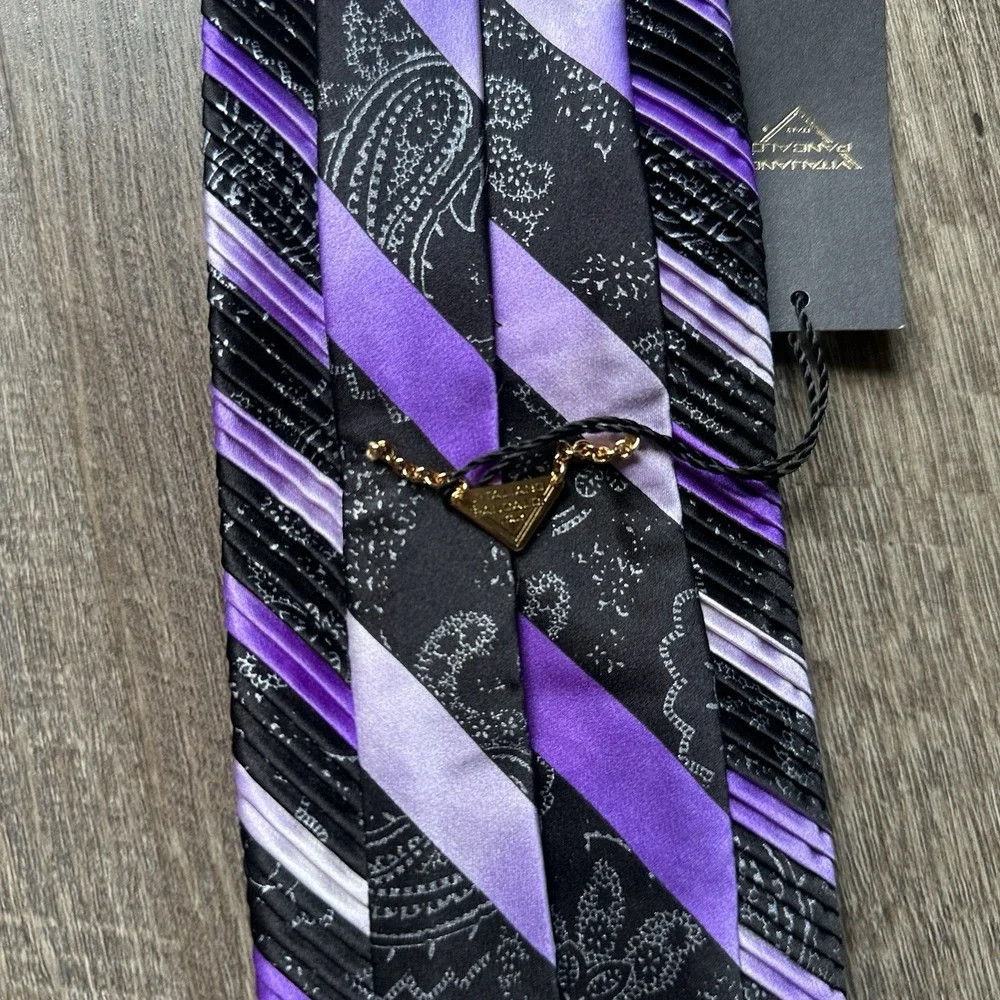NEW Vitaliano Pancaldi men's purple abstract colorful 100% silk luxury tie NWT